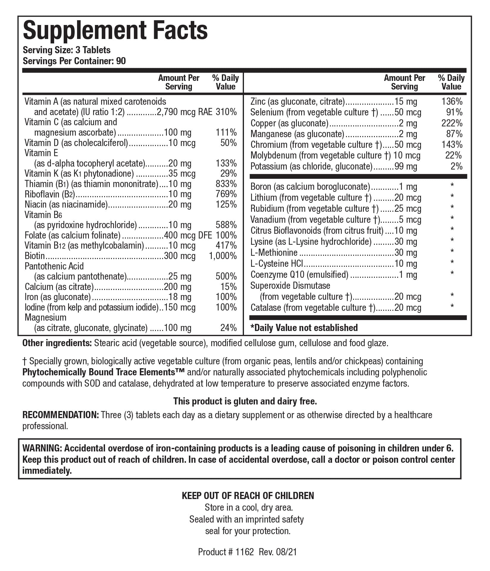 Close-up of Bio-Multi Plus product label