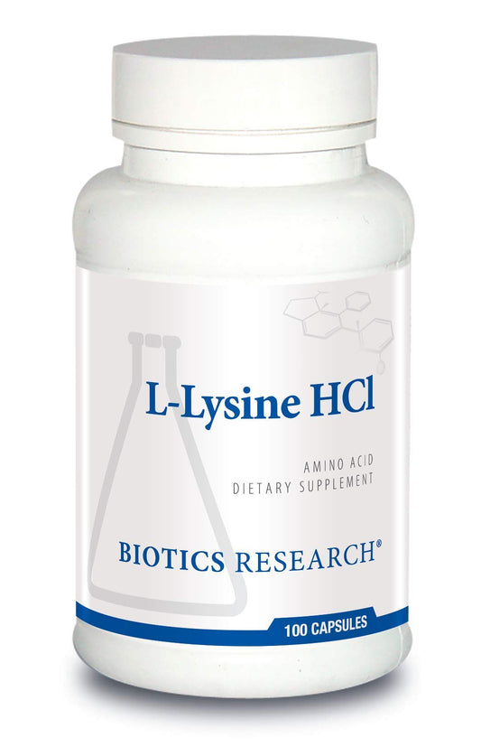 Biotics Research L-Lysine HCI bottle with capsules