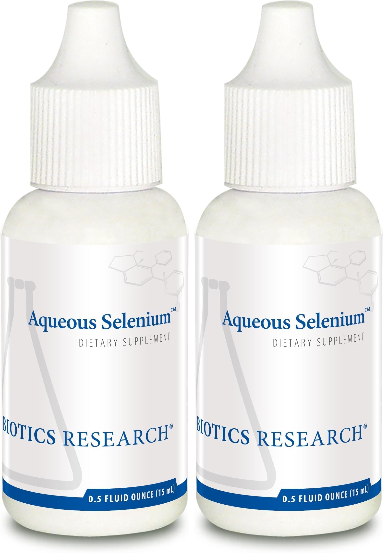 Front view of Biotics Research Aqueous Selenium Liquid Formula, pack of 2