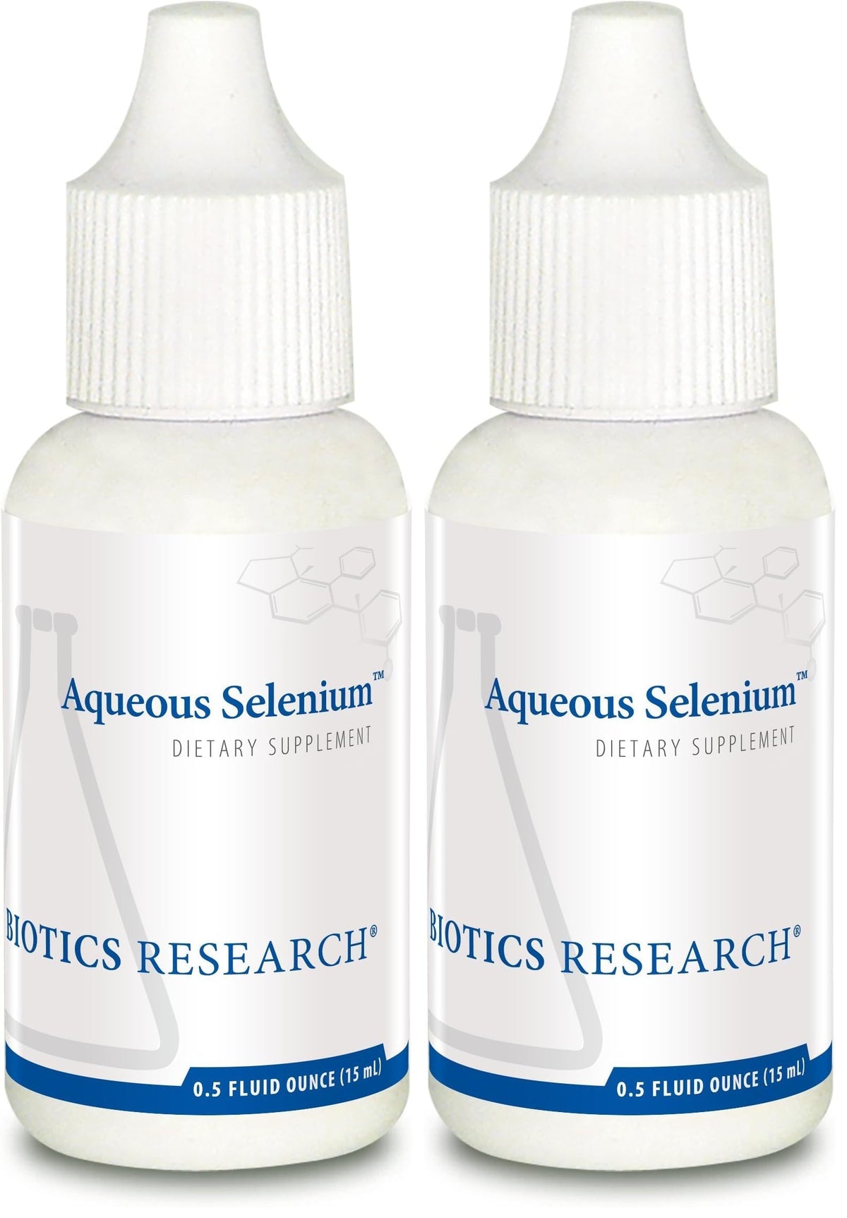 Front view of Biotics Research Aqueous Selenium Liquid Formula, pack of 2