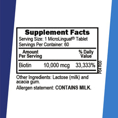 60 count bottle packaging of Superior Source Biotin 10000 mcg
