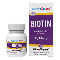 Front view of Superior Source Biotin 10000 mcg tablet