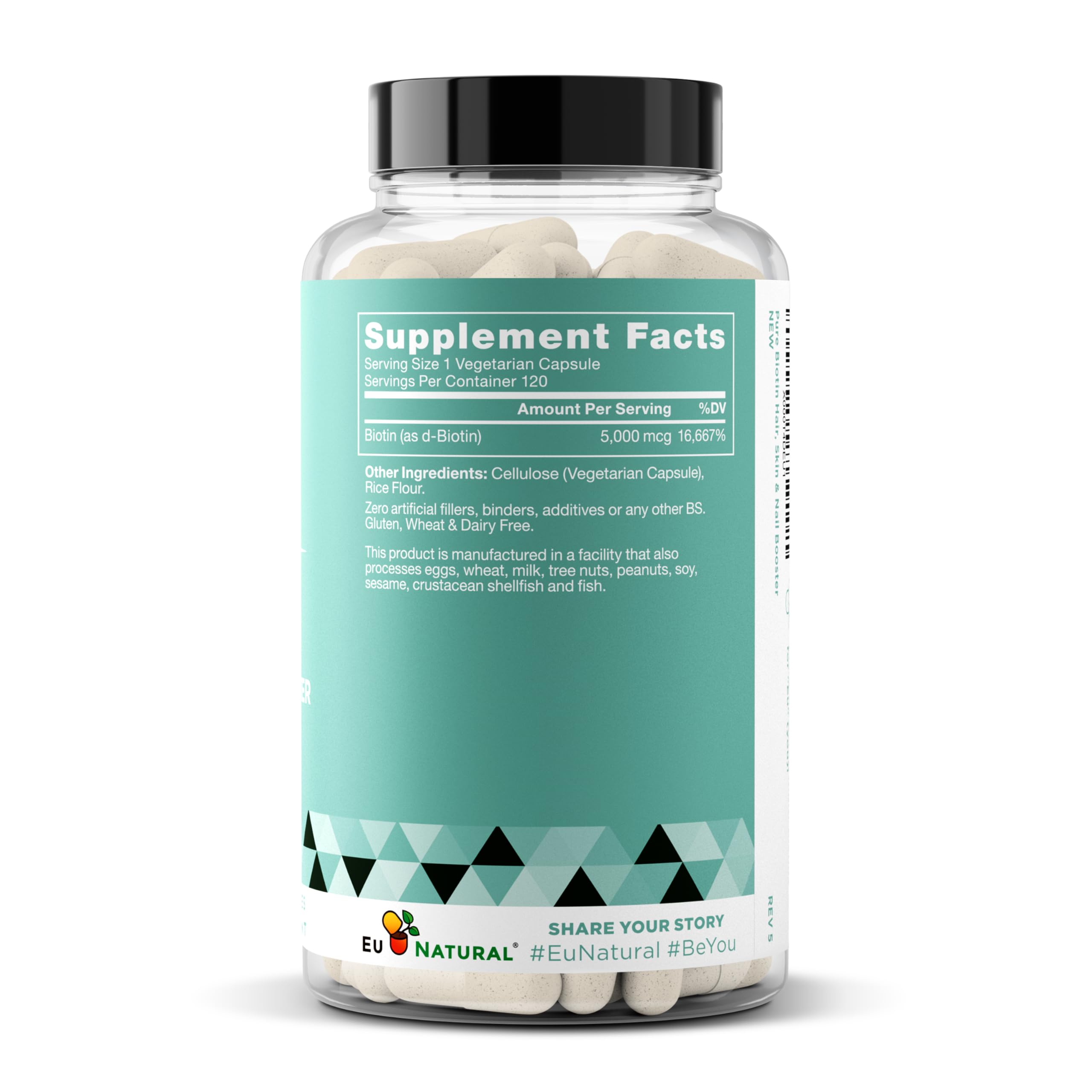 Cruelty-free packaging for Biotin 5000 mcg supplement