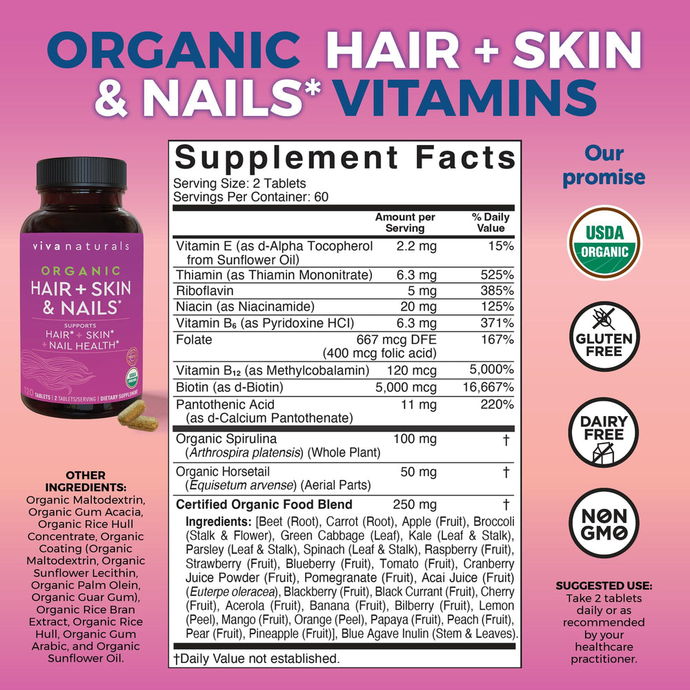 Front view of Biotin 5000 mcg supplement bottle for women