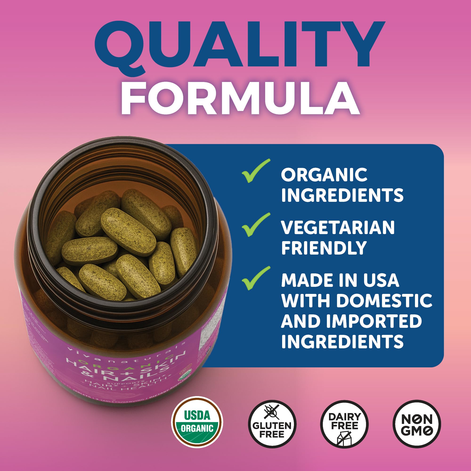 USDA Organic certified biotin for hair, skin, nails
