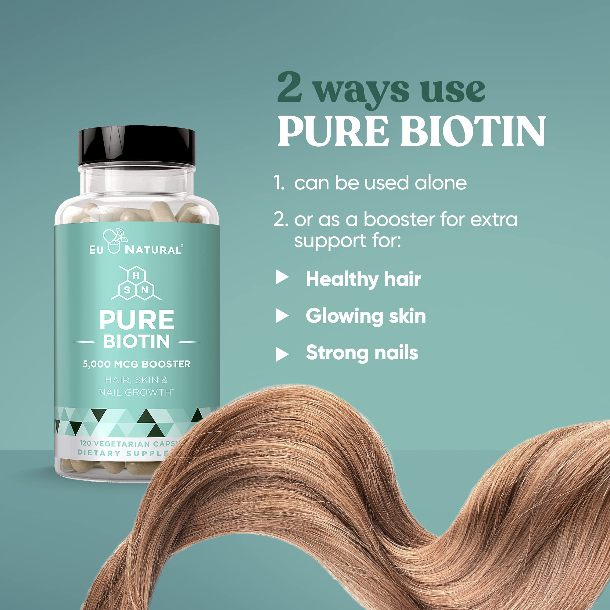 Vegan Biotin 5000 mcg soft capsules in bottle