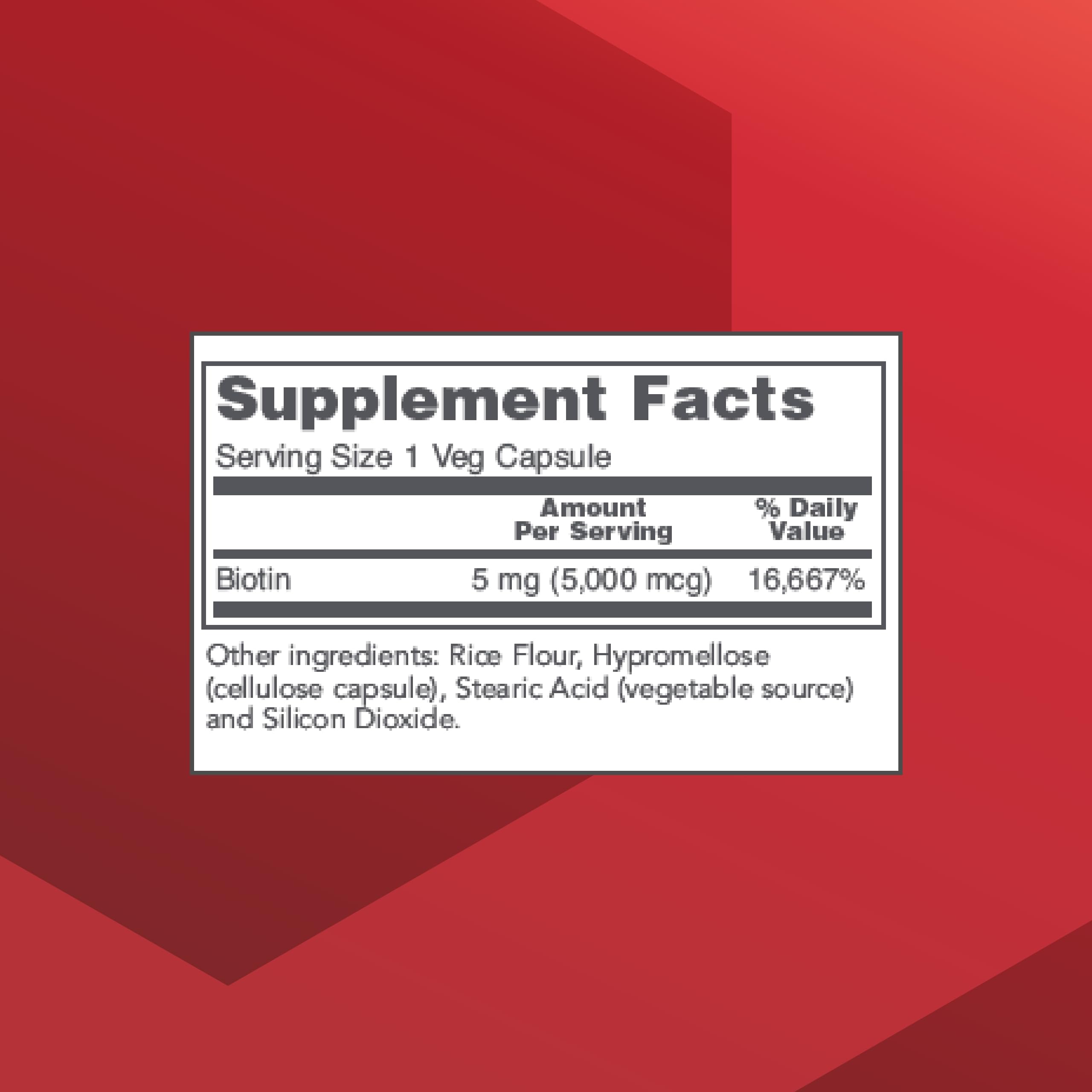 Back label showing supplement facts