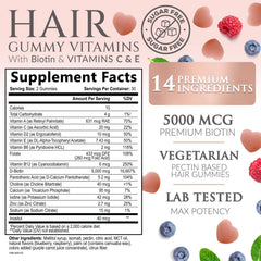 Close-up of biotin 5000 mcg hair growth gummies pack