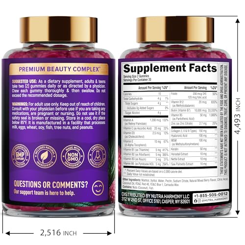 Close-up of Biotin + Collagen gummies in mixed berry flavor