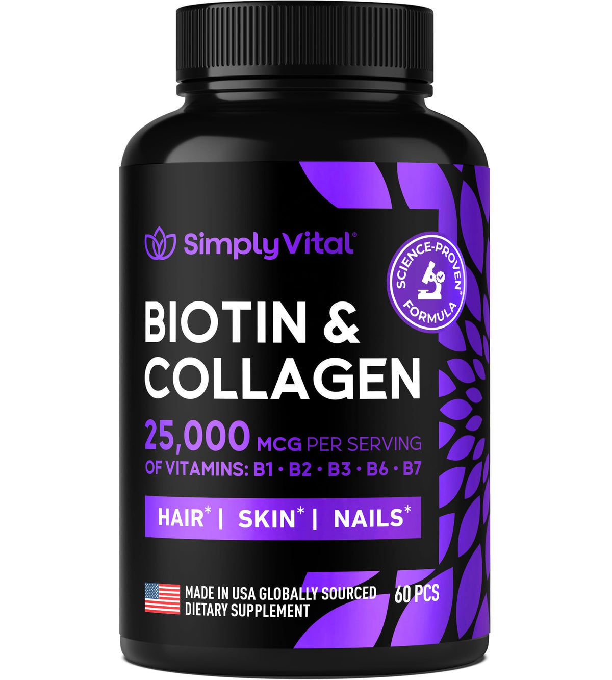 Biotin and Collagen with Keratin bottle packaging