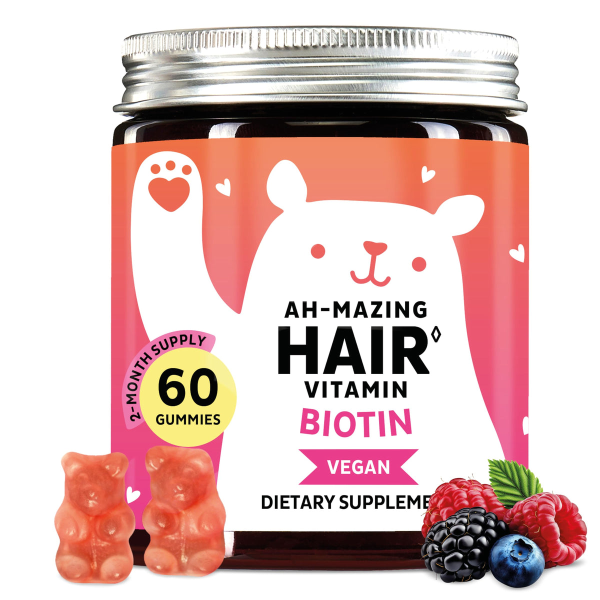 Biotin Gummies bottle label showing 5,000 mcg potency