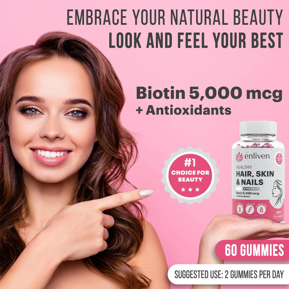 Graphic highlighting 5000mcg Biotin for hair growth