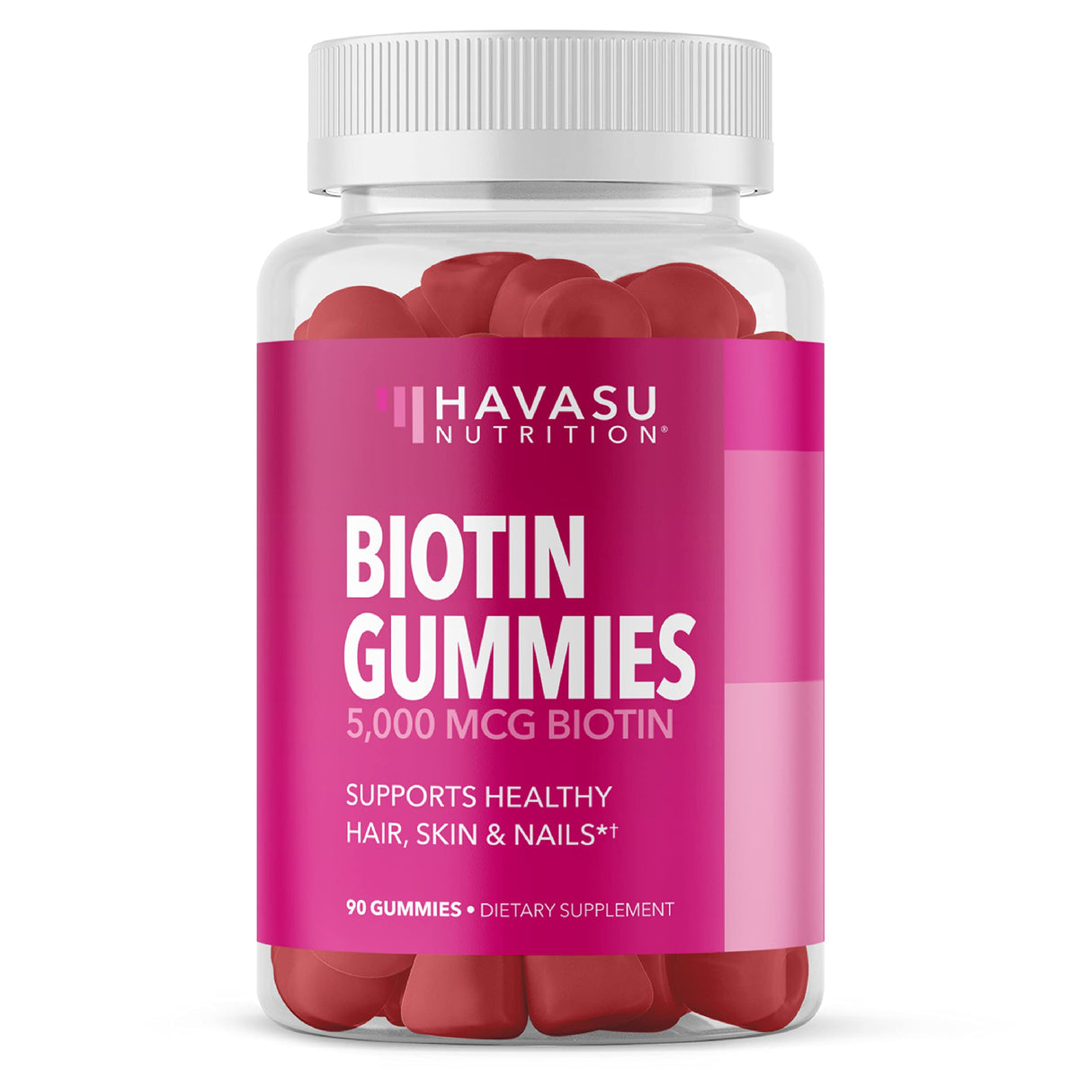 Biotin Gummies 5000mcg for Hair Skin Nails – Strawberry Flavor