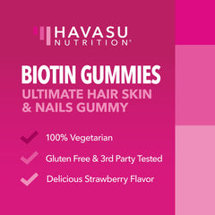 Bottle of Biotin 5000mcg vegan gummies