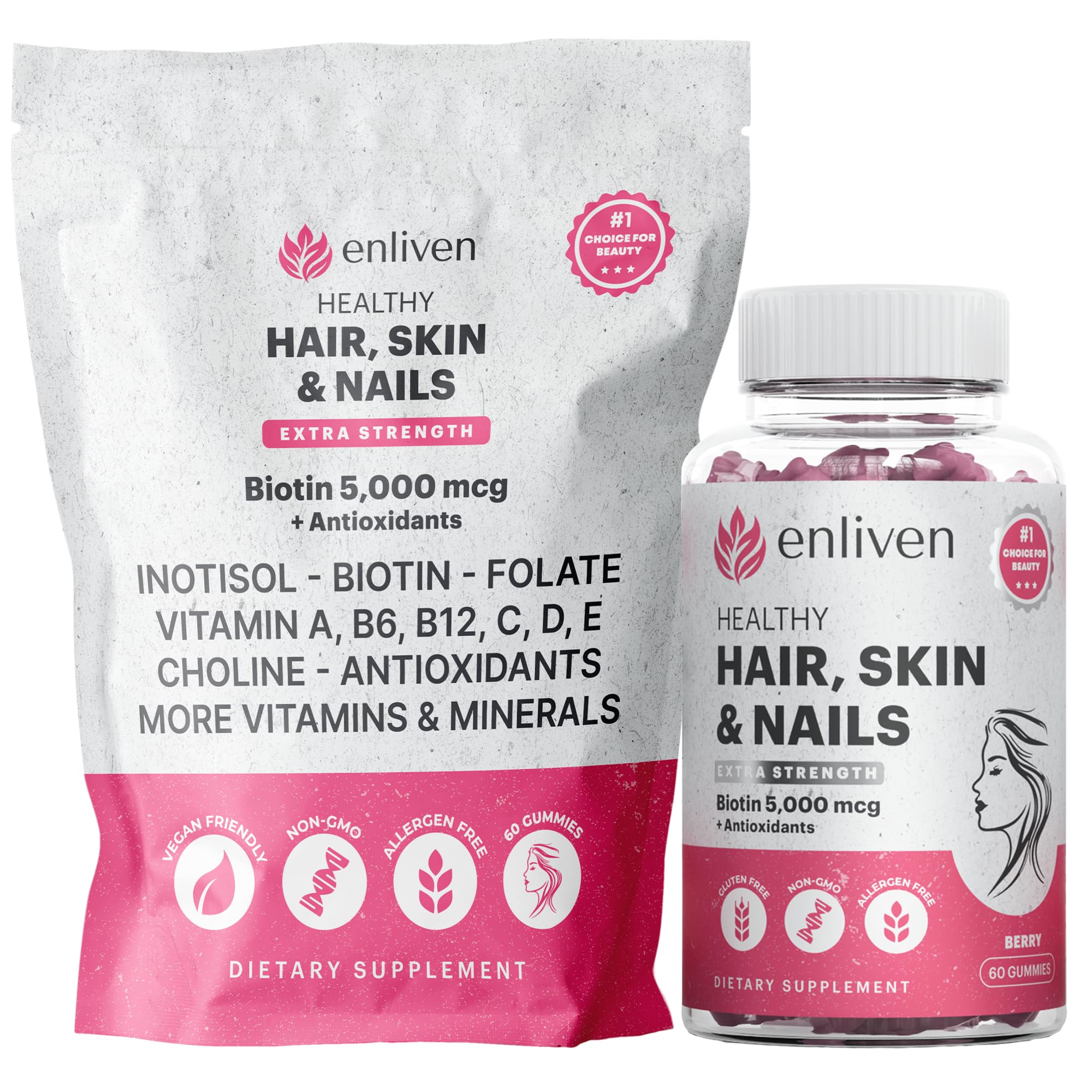 Hero image: Biotin Gummies Berry Flavor bottle with 60 gummies
