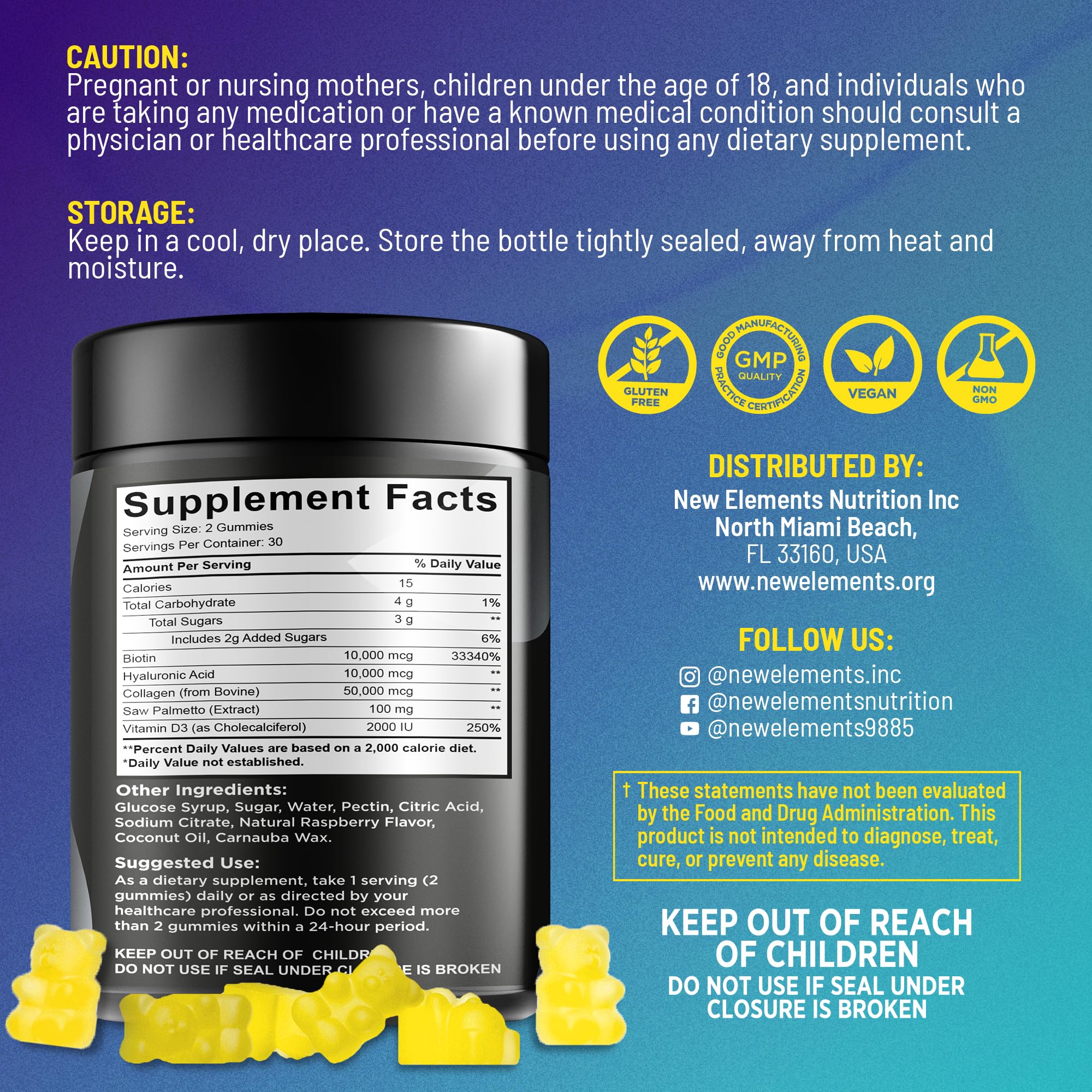 Close-up of pineapple-flavored Biotin Gummies