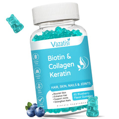 Blueberry flavored biotin gummies with collagen and keratin – 60 count