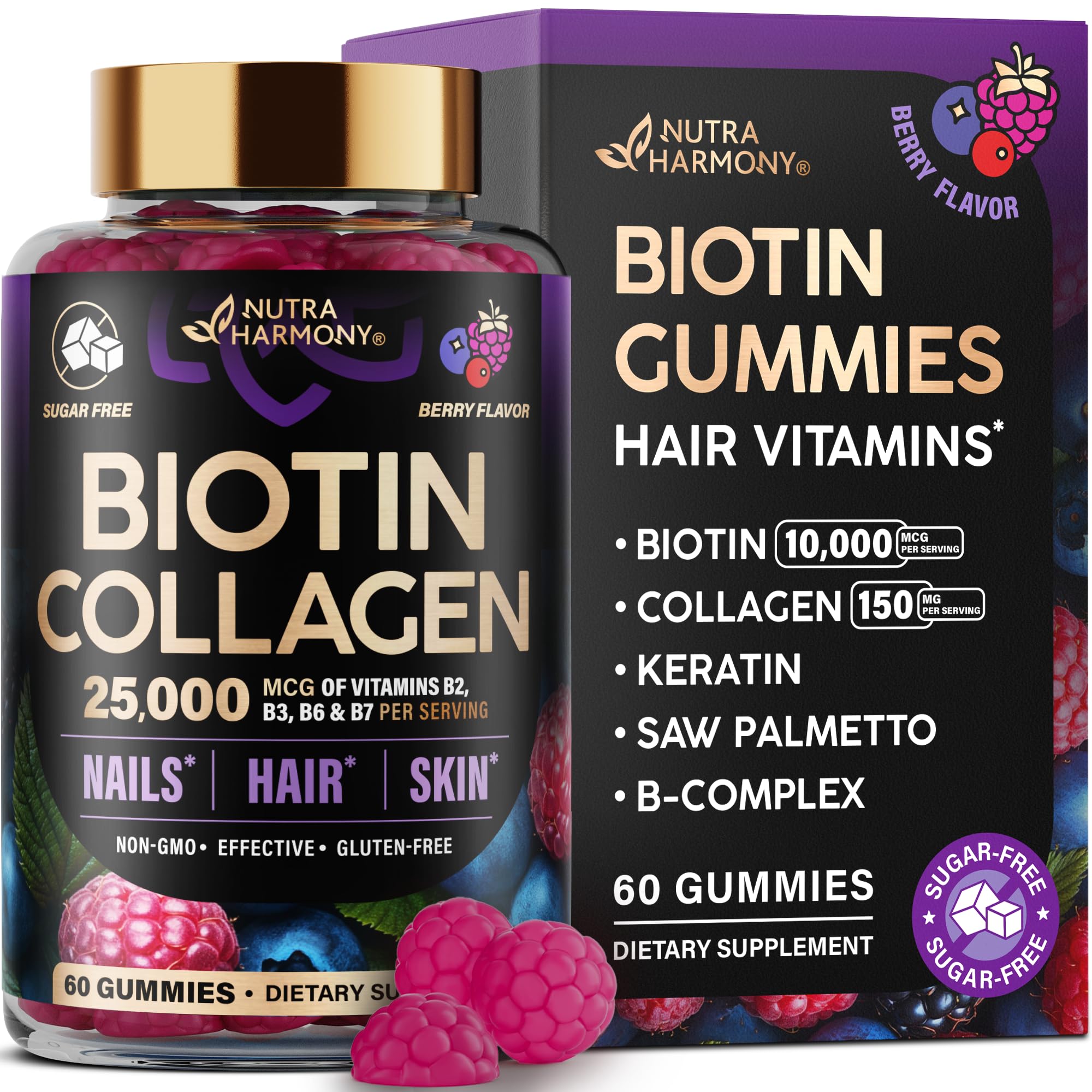 Hero image of Biotin Gummies with Collagen in mixed berry