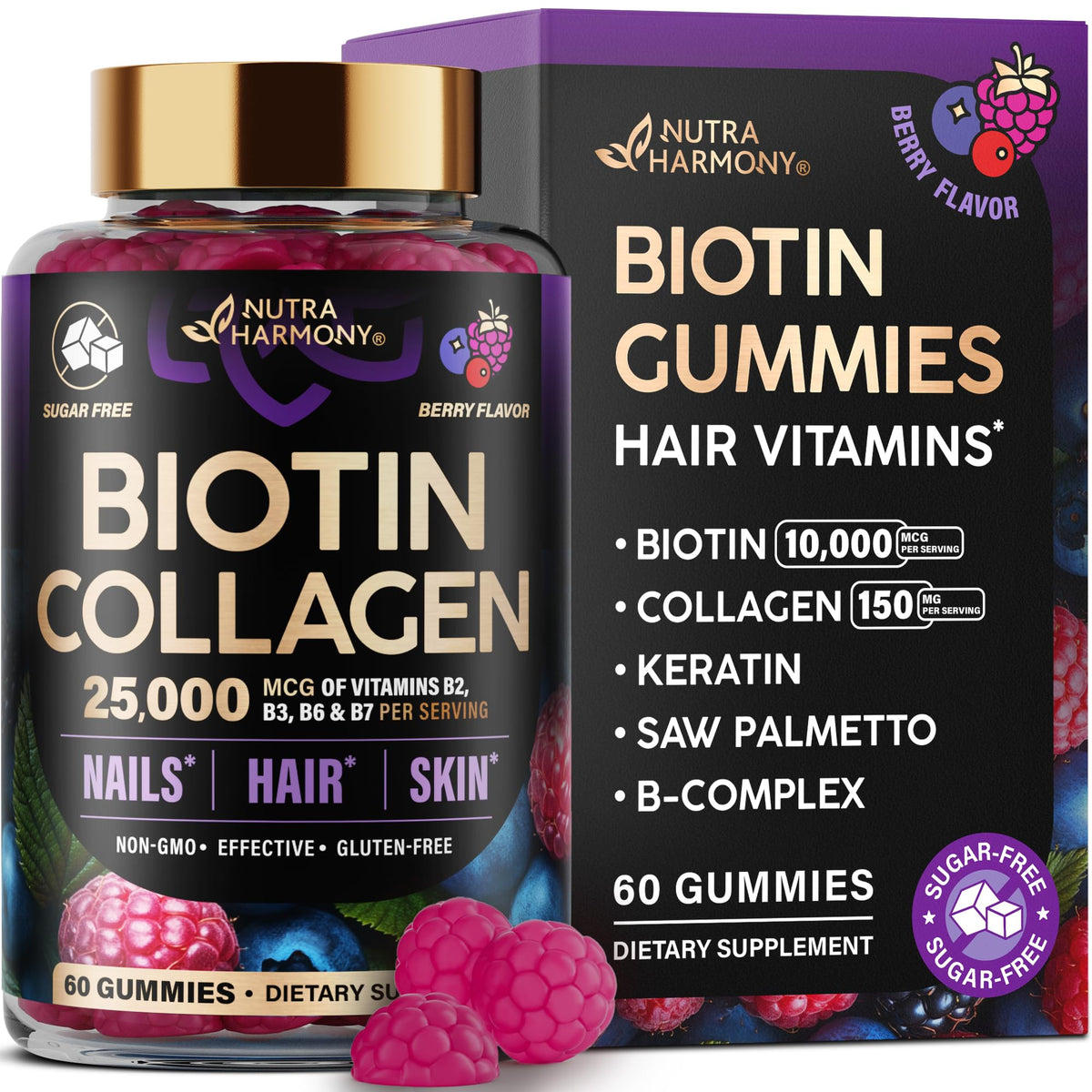 Hero image of Biotin Gummies with Collagen in mixed berry