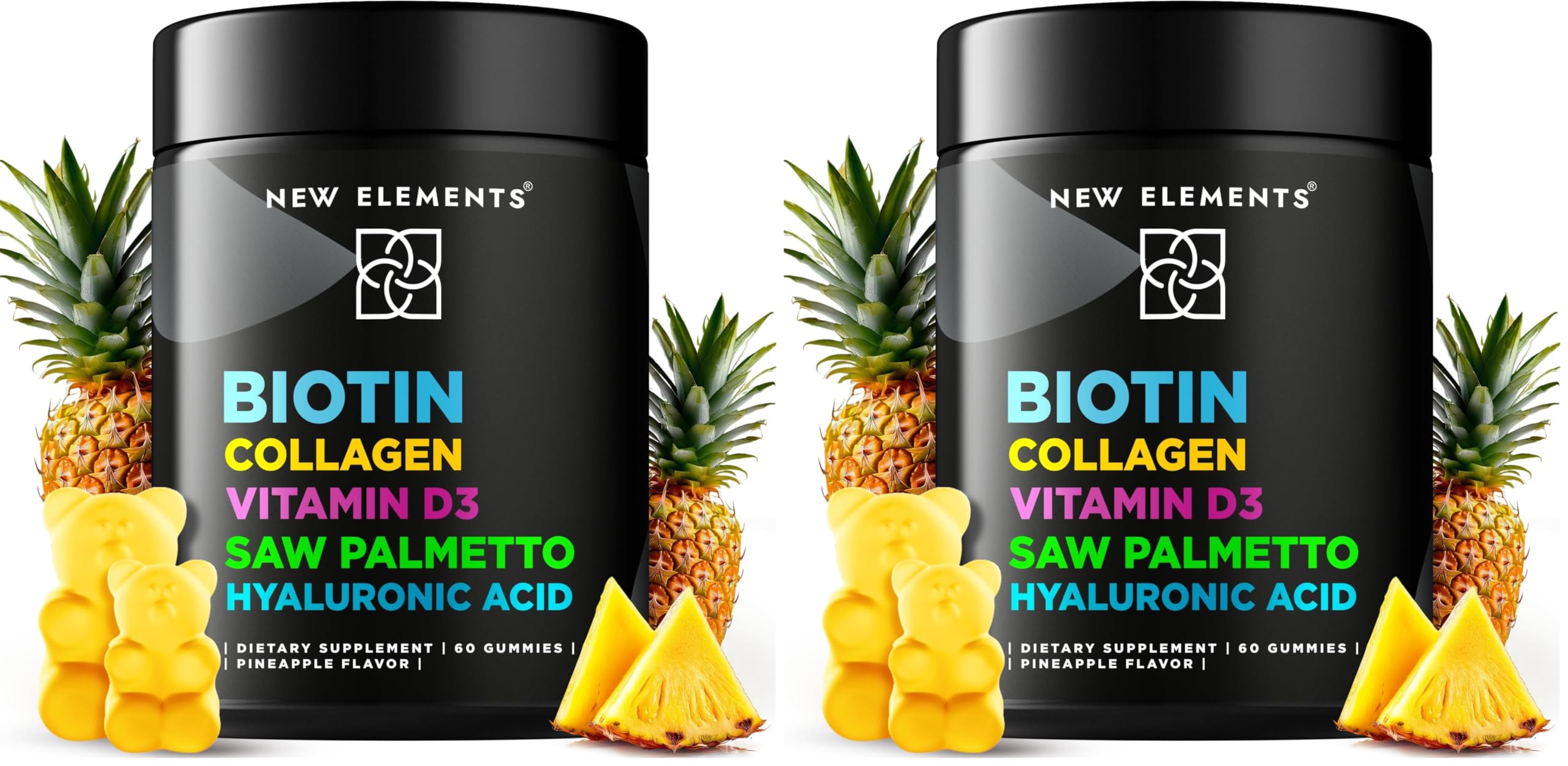 Front packaging of Biotin Gummies with Collagen and Vitamin D3 for hair, skin and nails