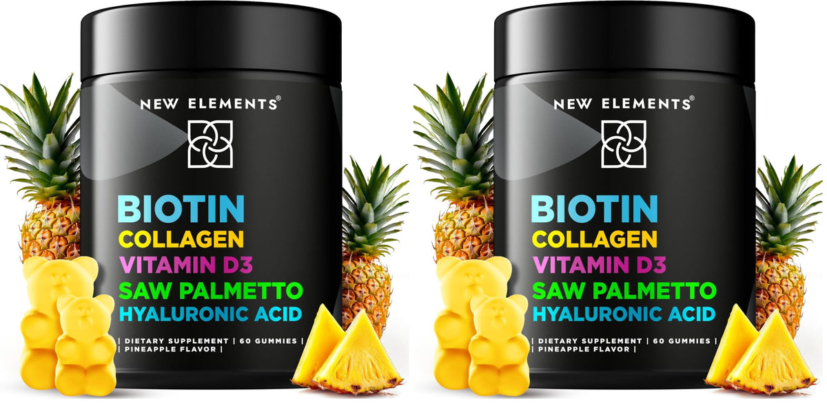 Front packaging of Biotin Gummies with Collagen and Vitamin D3 for hair, skin and nails