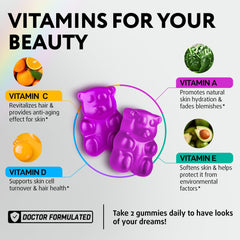 Hair, Skin and Nails gummies label with biotin and collagen