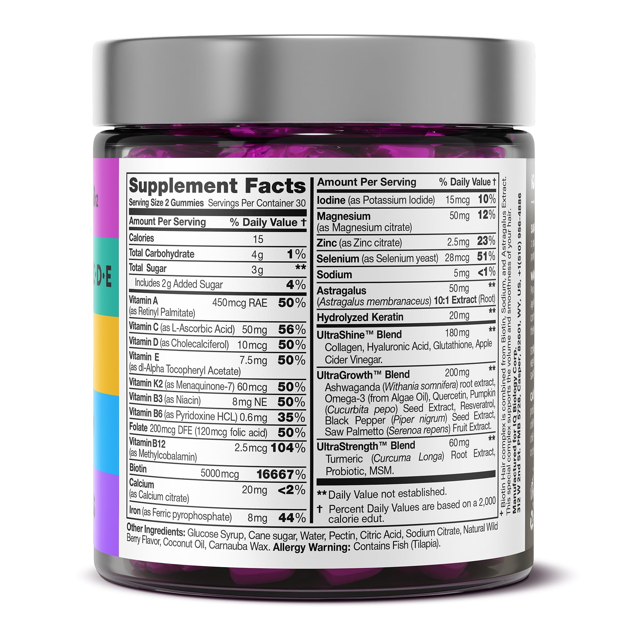 IQ Biology Biotin Gummies bottle on white background