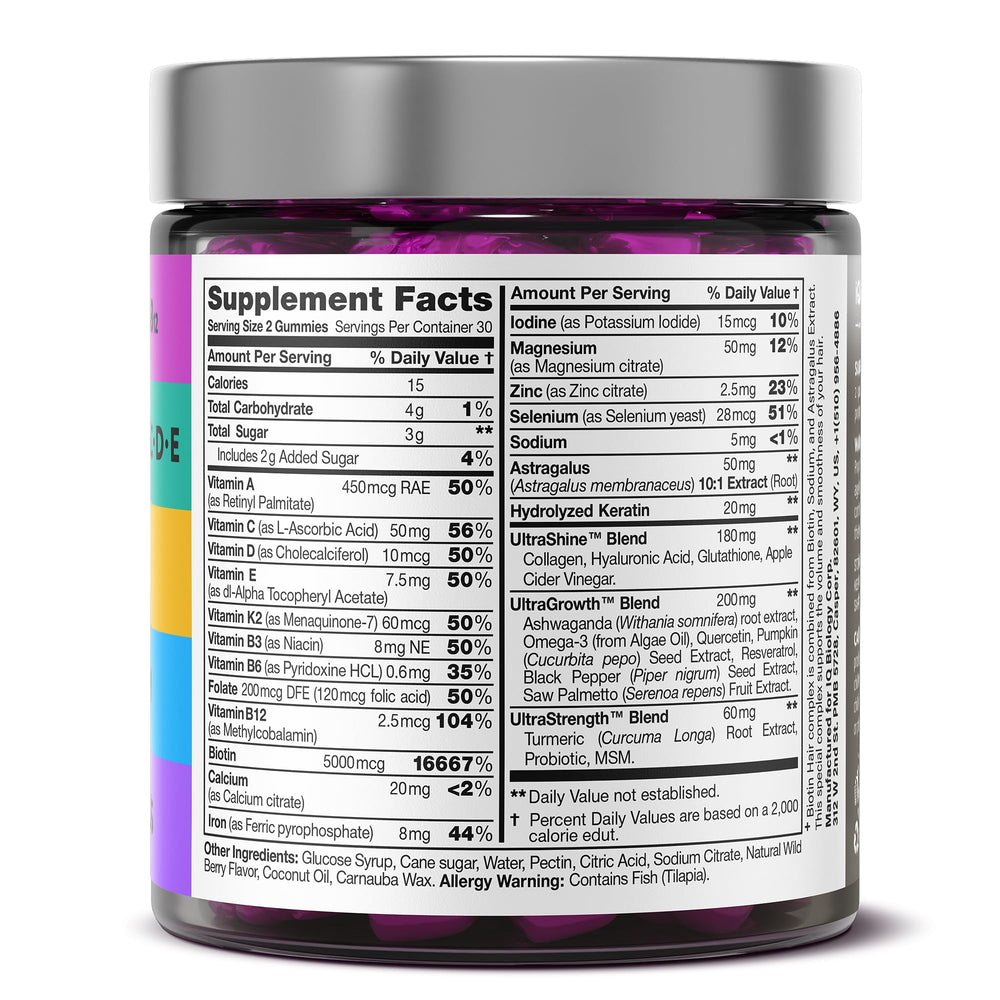 IQ Biology Biotin Gummies bottle on white background
