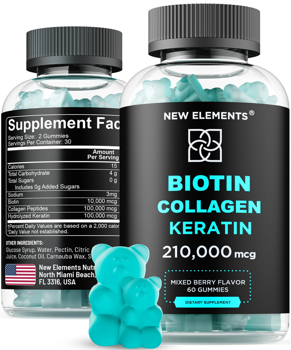 Bottle of Biotin Gummies with Keratin and Collagen Peptides