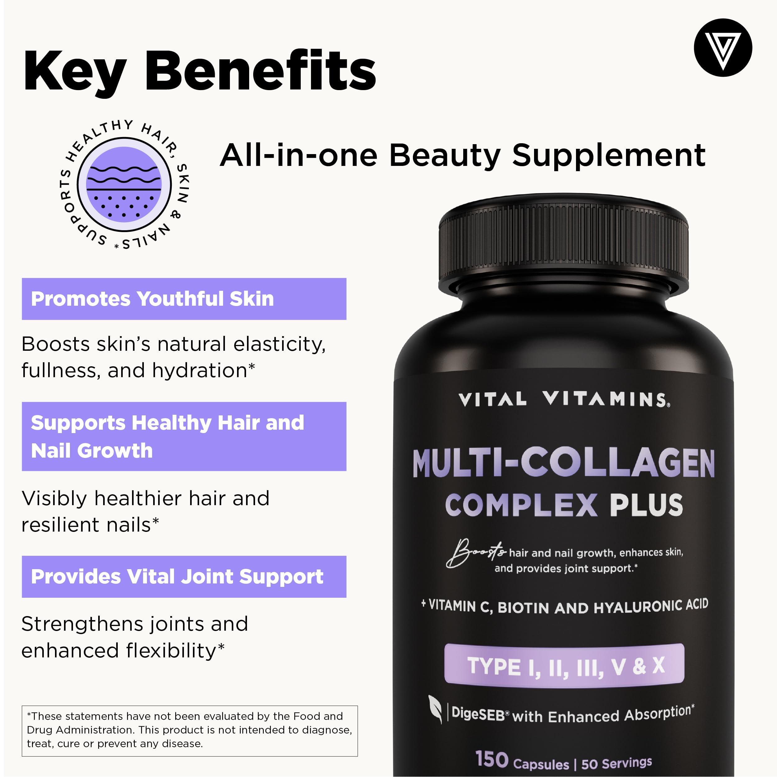Biotin, hyaluronic acid and vitamin C ingredients