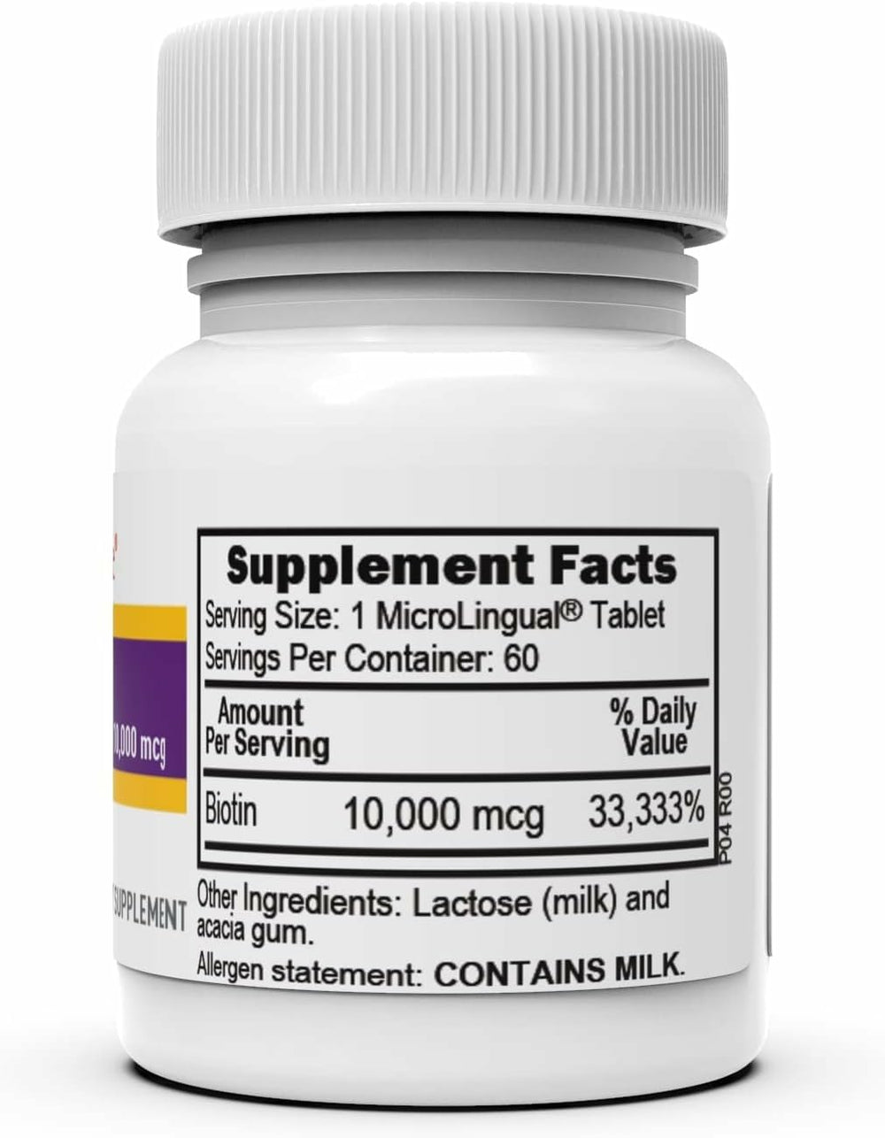 Close-up of MicroLingual Biotin tablet for sublingual use