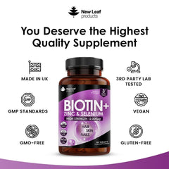 Close-up of Biotin 12000mcg tablet