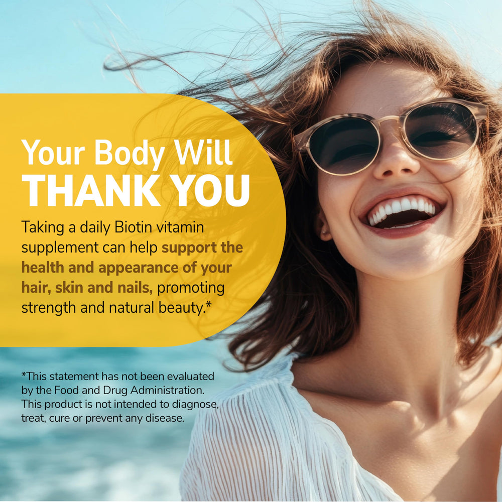 Nutrition facts panel for Biotin 10,000 mcg