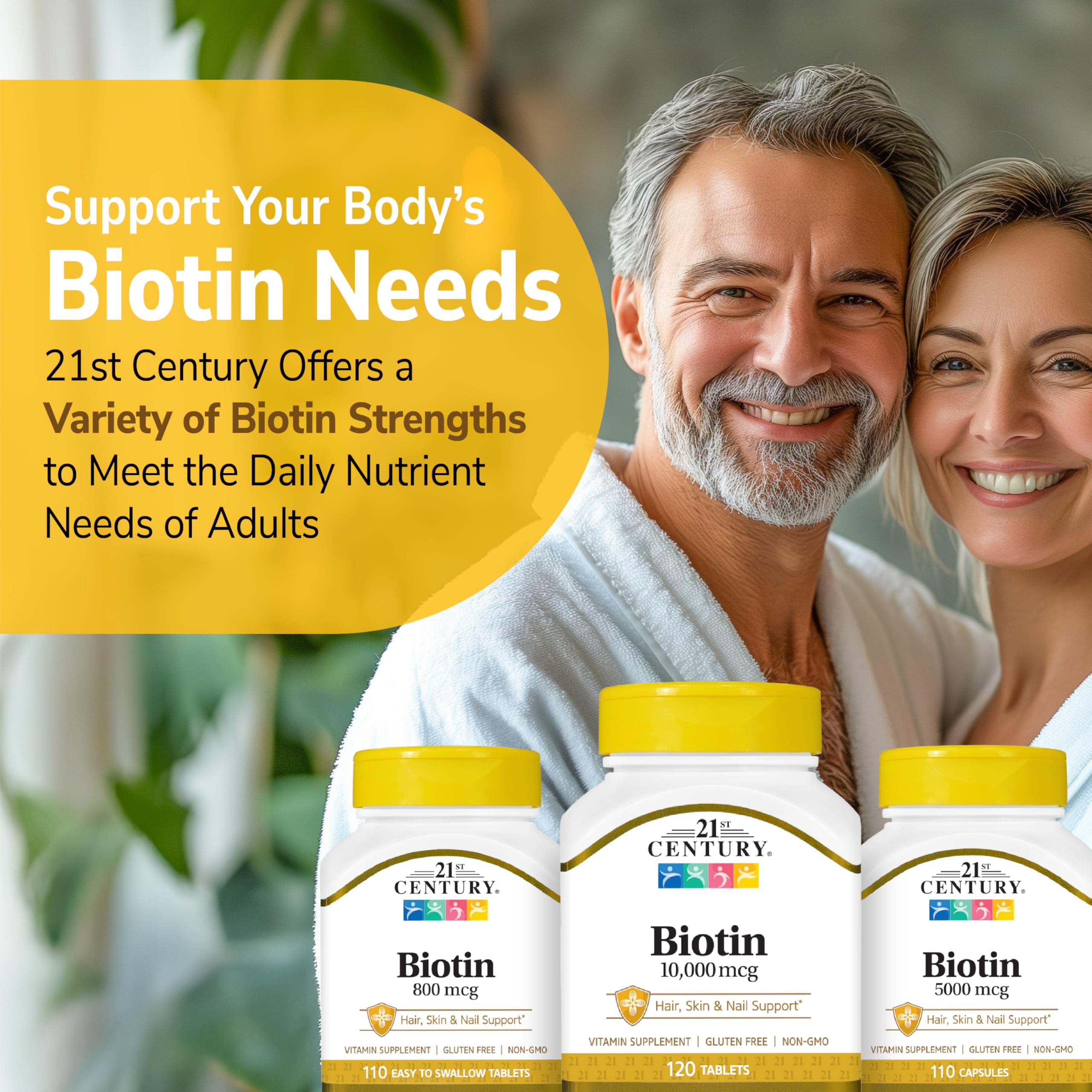 Lab-tested guarantee seal on Biotin supplement