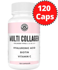 Biotin, Vitamin C and Hyaluronic Acid icons on label