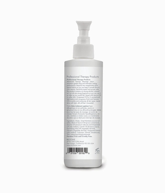 Close-up of hypoallergenic label on BIOTONE Massage Lotion