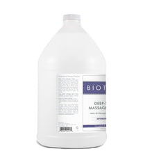 Back label view of BIOTONE Deep Tissue Massage Lotion bottle