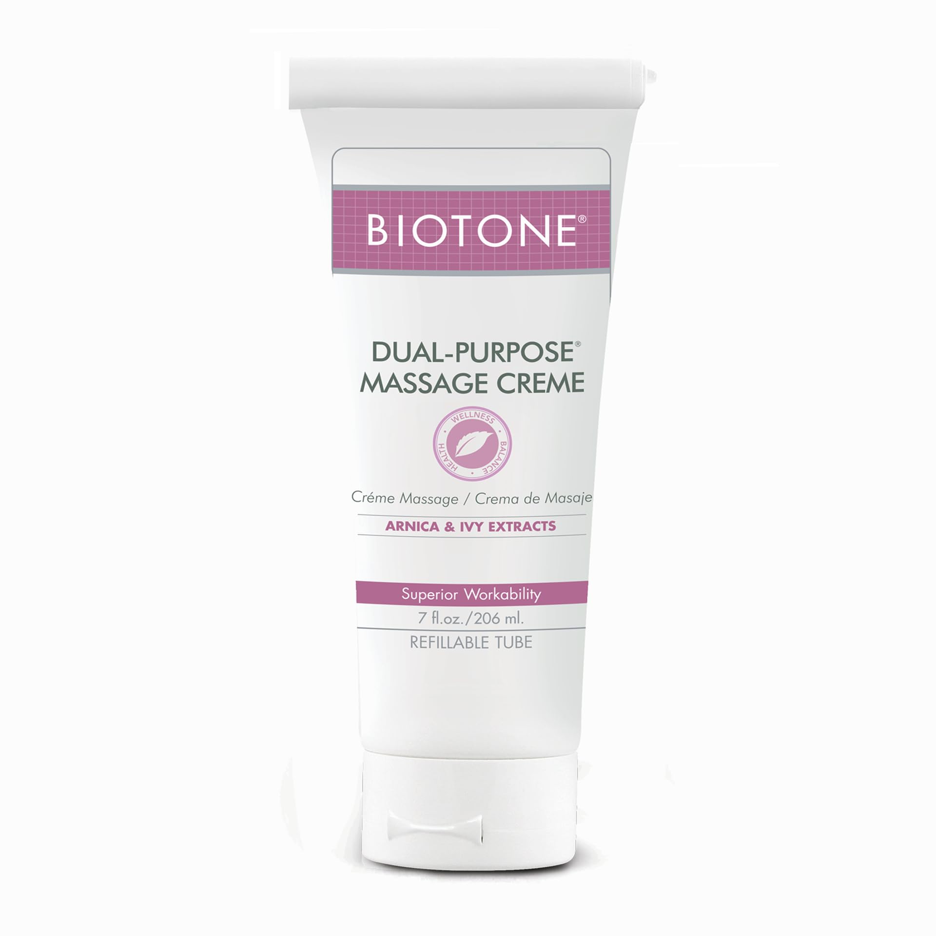 BIOTONE Dual-Purpose Massage Crème bottle with Arnica and Ivy Extracts