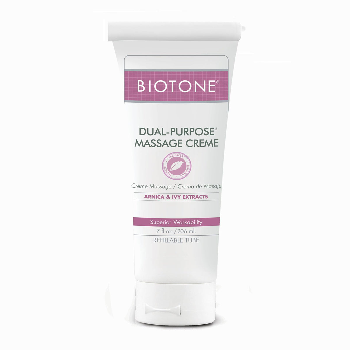 BIOTONE Dual-Purpose Massage Crème bottle with Arnica and Ivy Extracts