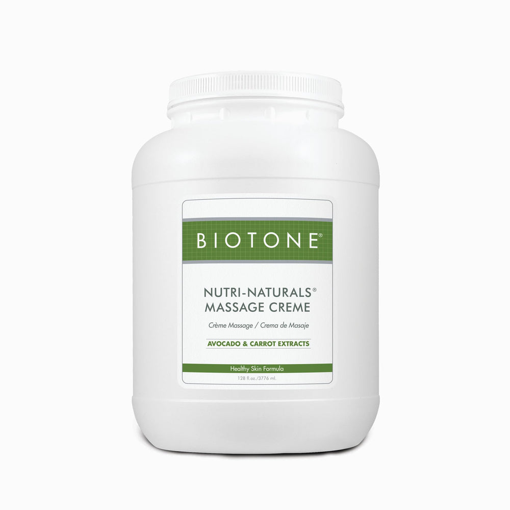 Biotone Nutri Naturals Massage Creme Gallon product image showing bottle and label