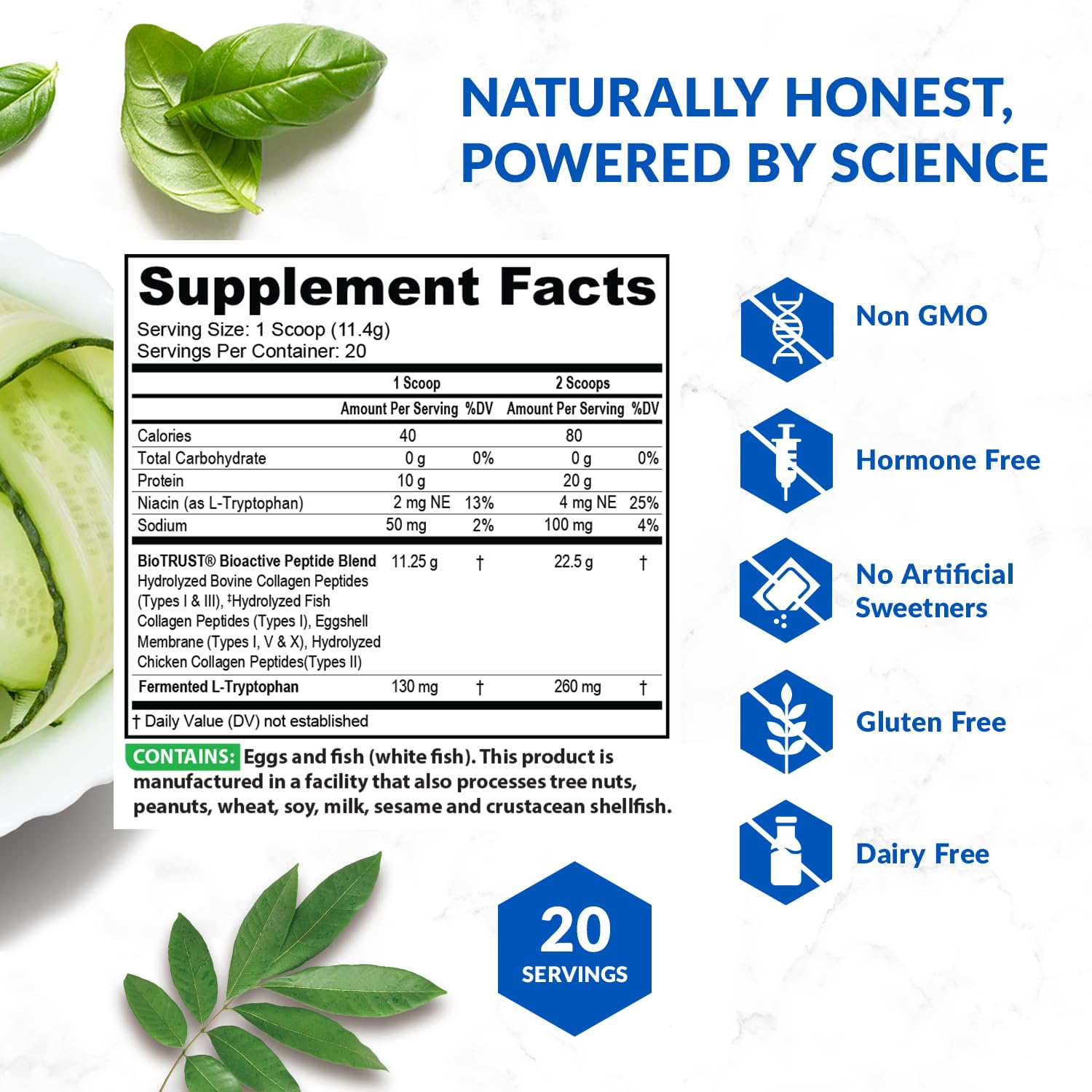 Vanilla BioTrust collagen powder poured into a beverage for pleasant flavor