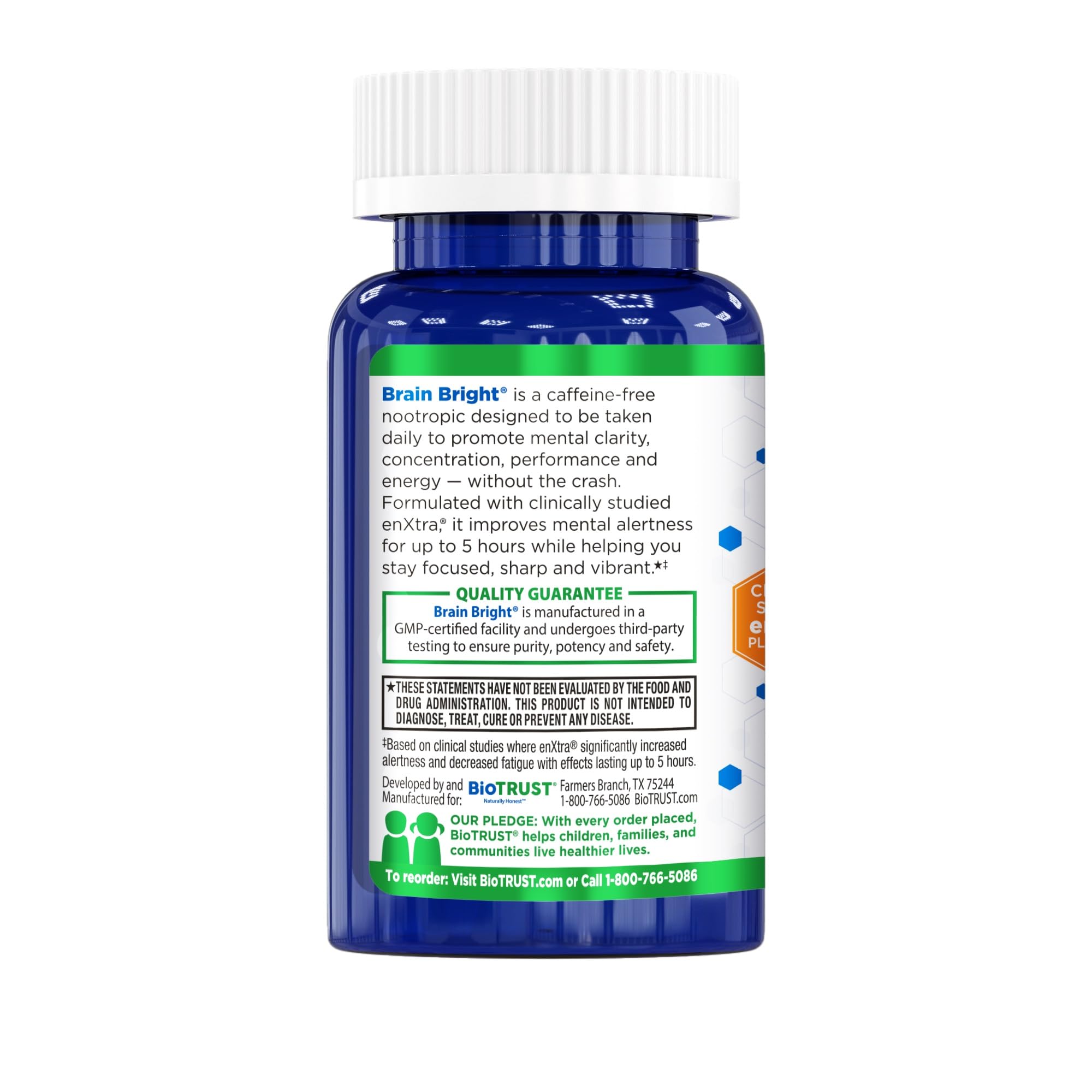 Nutrition facts and supplement details on packaging
