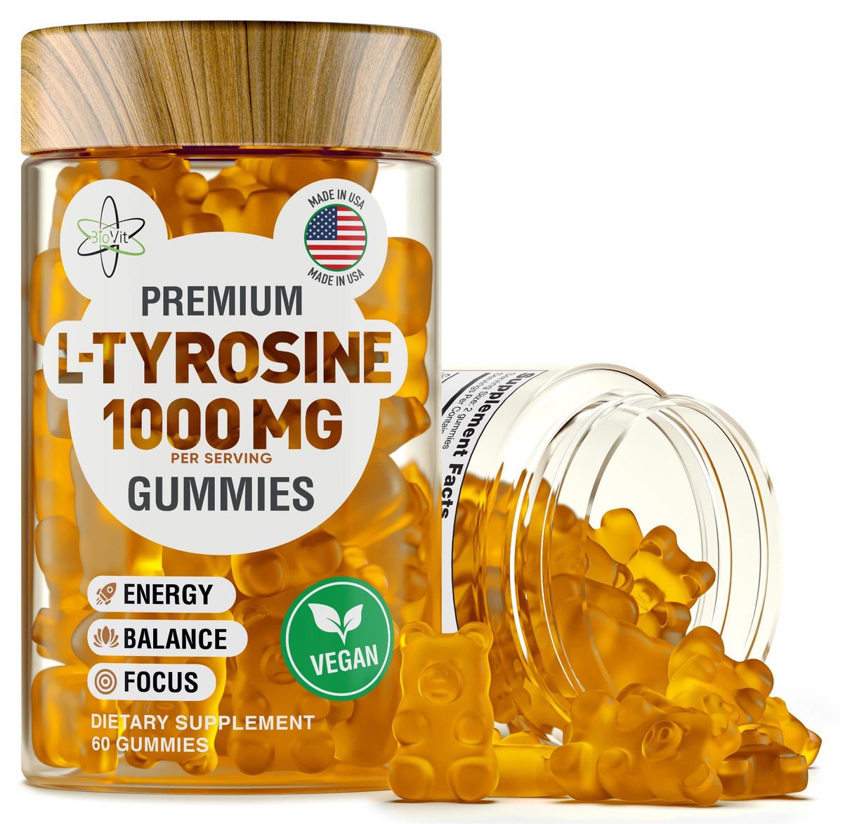 BioVit L-Tyrosine Gummies bottle and label front