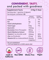 BioVitalica Quercetin Gummies back label shows clean ingredients.