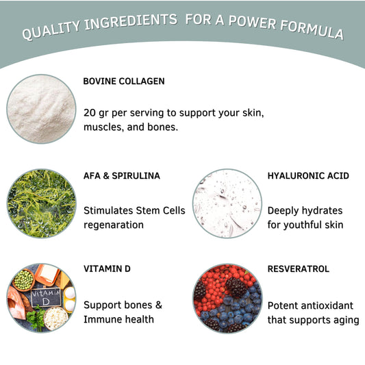 Scooped Bioxtron Collagen Peptides Powder prepared beverage