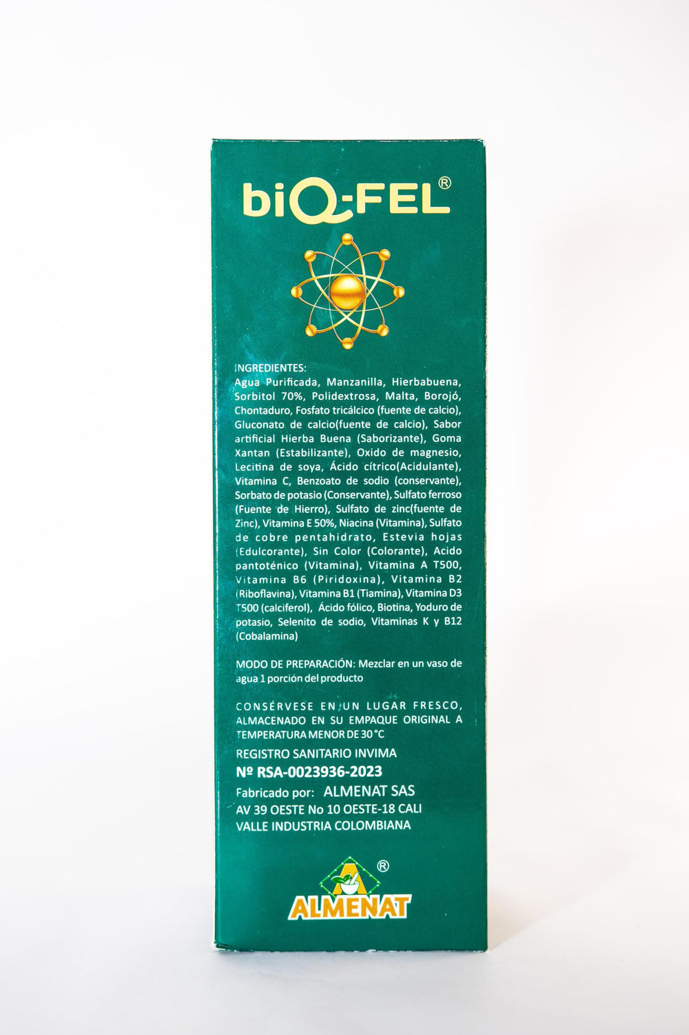 Pour BIQ-FEL into a glass for immediate use.