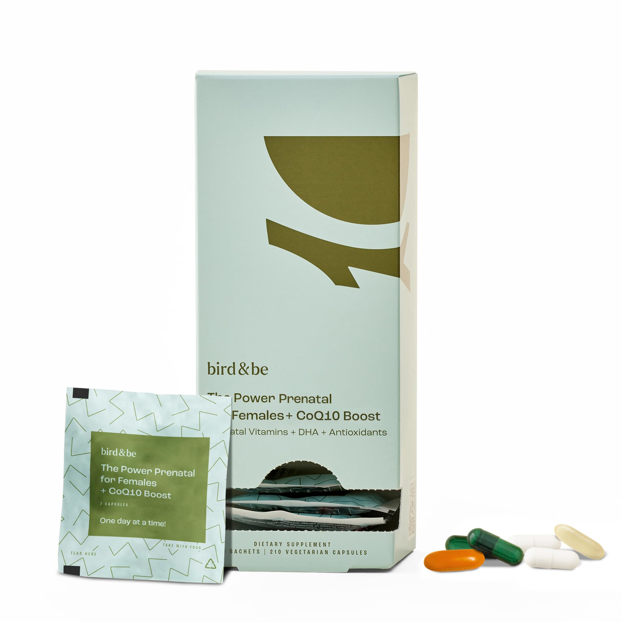 bird&be The Power Prenatal bottle with CoQ10 Boost label