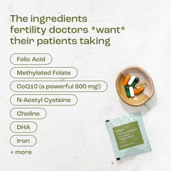Illustration of Folic Acid, Methylfolate, Choline and vegan DHA ingredients