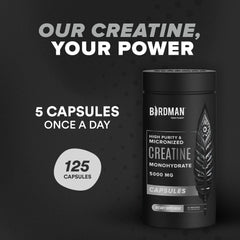 Nutrition facts panel of Birdman Creatine Monohydrate capsules