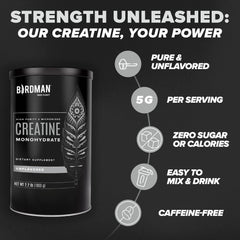 Front view of Birdman Creatine Micronized packaging